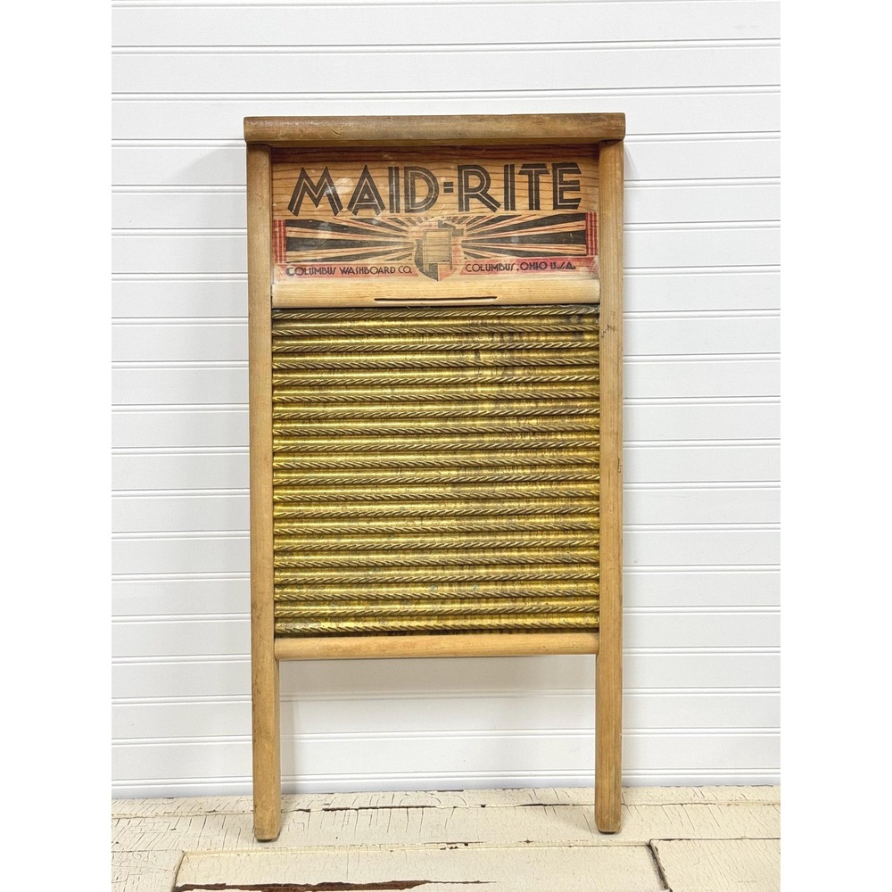 Vintage Maid-Rite Brass Washboard: Laundry Room Decor